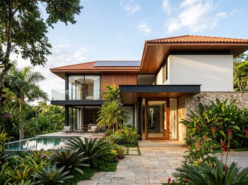 Residência moderna com piscina, exemplo de projeto arquitetônico da ConcArt